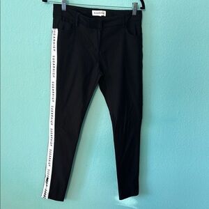Black Skinny Pants with White Stripe Detail